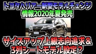 トヨタハリアー新型モデルチェンジ 情報2020年夏発売 サイズアップ上級志向追求＆ 3列シートモデル設定？