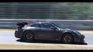 フラット6サウンド炸裂！ポルシェ 911 GT3 開発車両がニュル激走［スクープ動画］