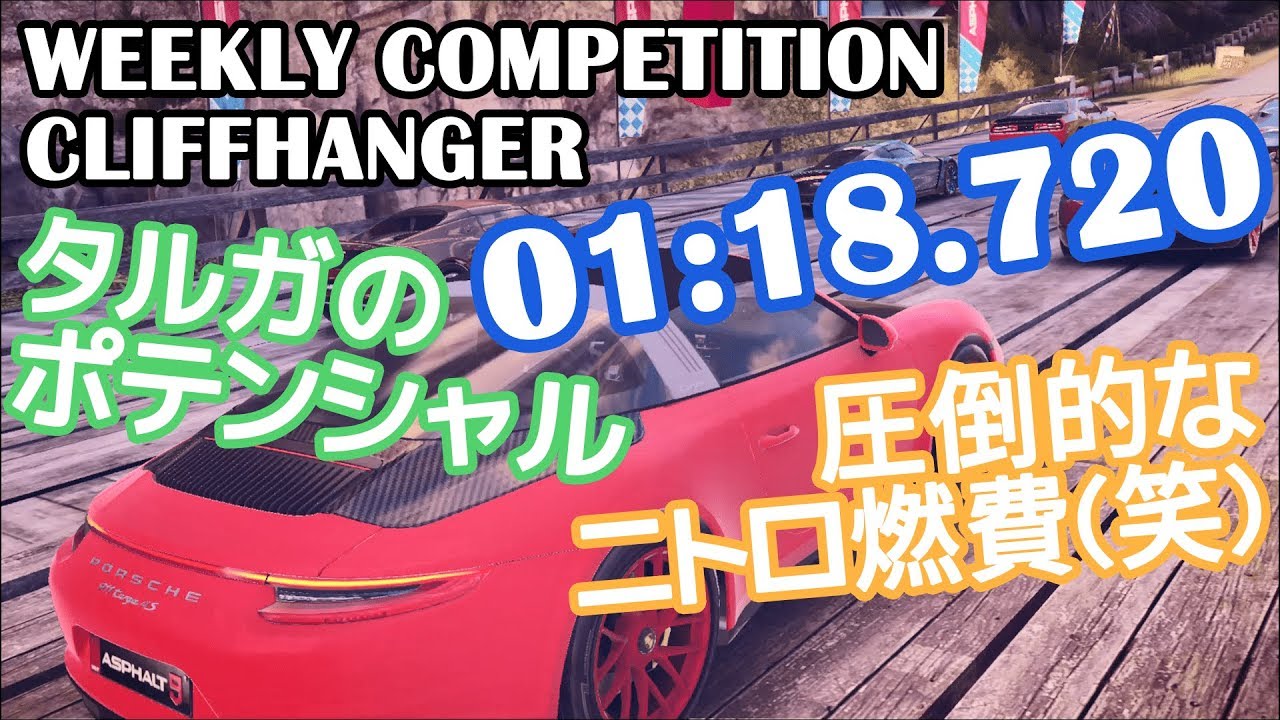 【Asphalt9】WEEKLY COMPETITION – CLIFFHANGER – PORSCHE 911 TARGA 4S “01:18.720″【アスファルト9】