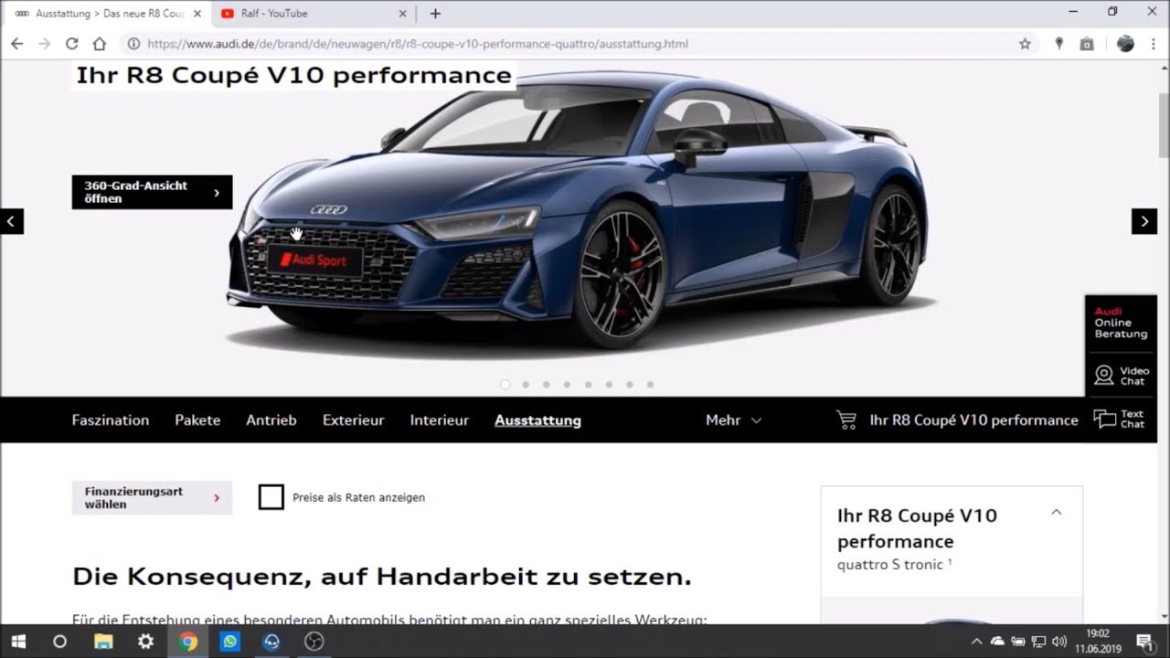 Audi R8 Coupe V10 perfomance Facelift   (Konfigurator)