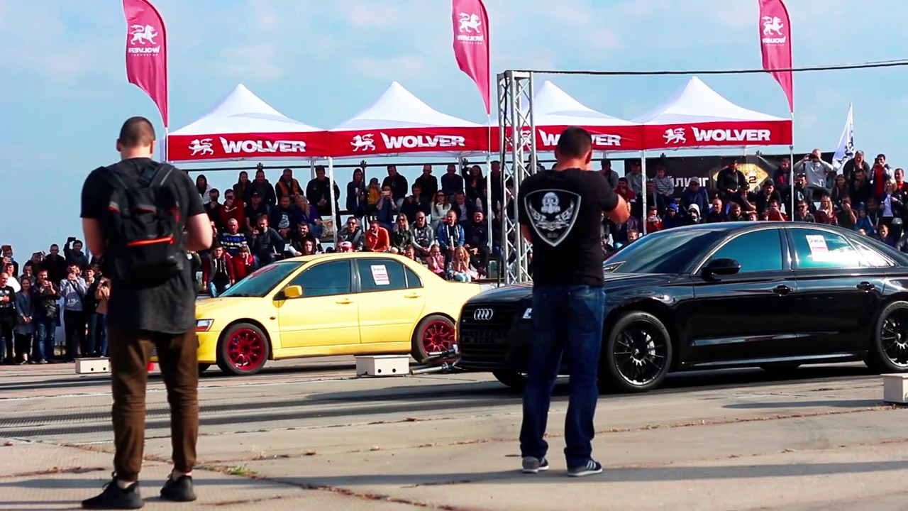 Audi S8 vs Mitsubishi EVO Чемпионат Украины по драг рейсингу