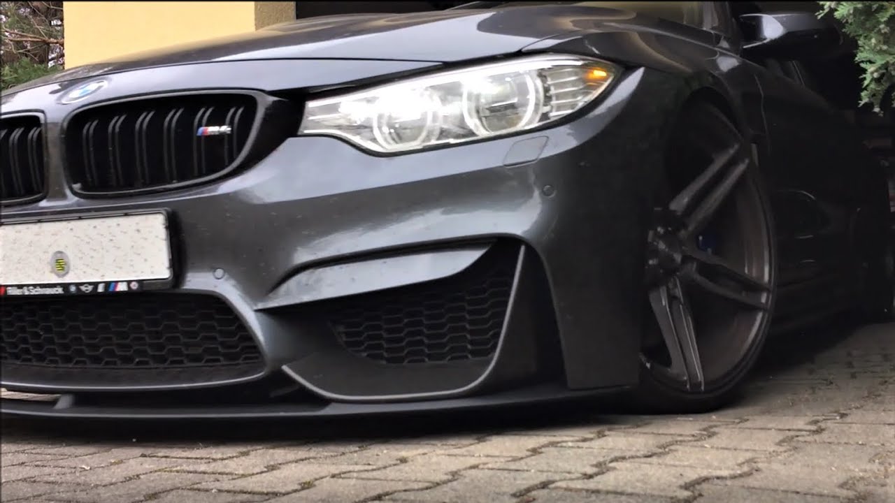 BMW M4 Cold Start Akrapovic Downpipes + Lightweight full Exhaust System with 200 cell HJS cats