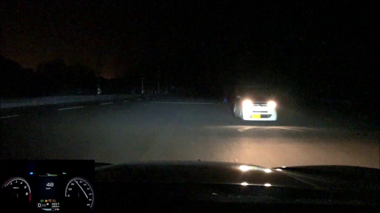 フォレスター：被害軽減ブレーキ試験(夜間：街灯なし) CPFO45km/h