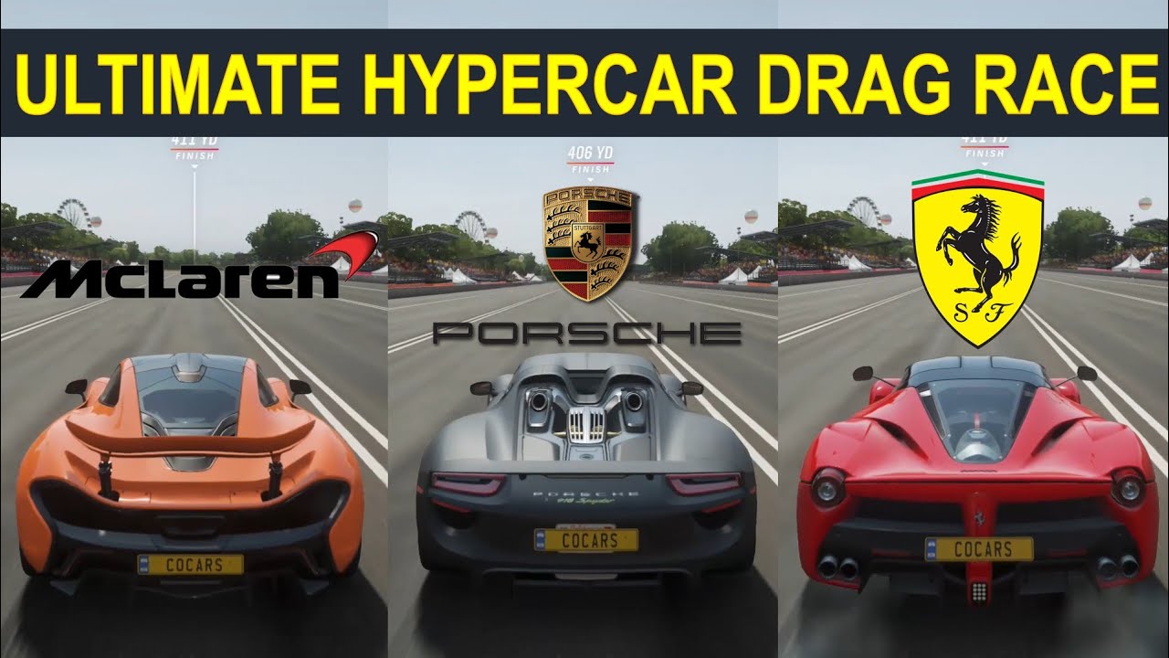Forza Horizon 4: McLaren P1 vs. Ferrari LaFerrari vs. Porsche 918 Spyder Drag Race