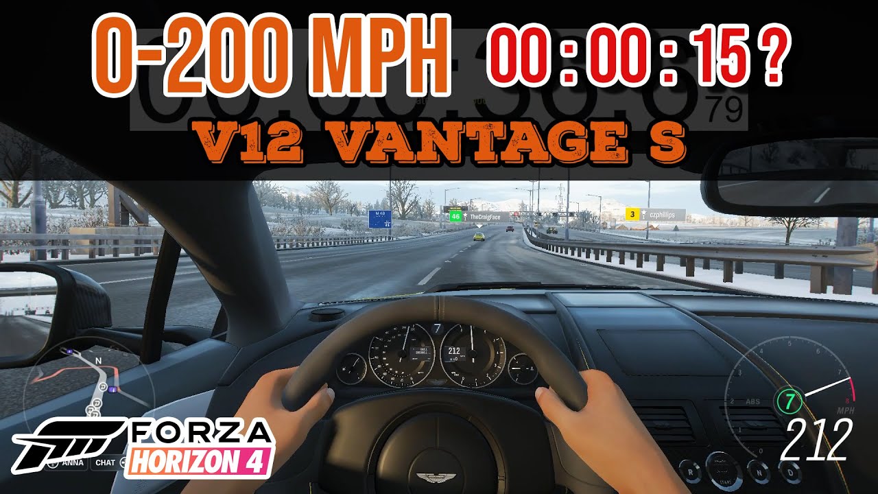 Forza Horizon 4 V12 Vantage S Aston Martin Cockpit 0-200 mph Logitech G29 Gameplay