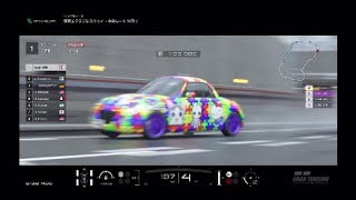 GT S コペン'02のオリジナルカーで雨の首都高