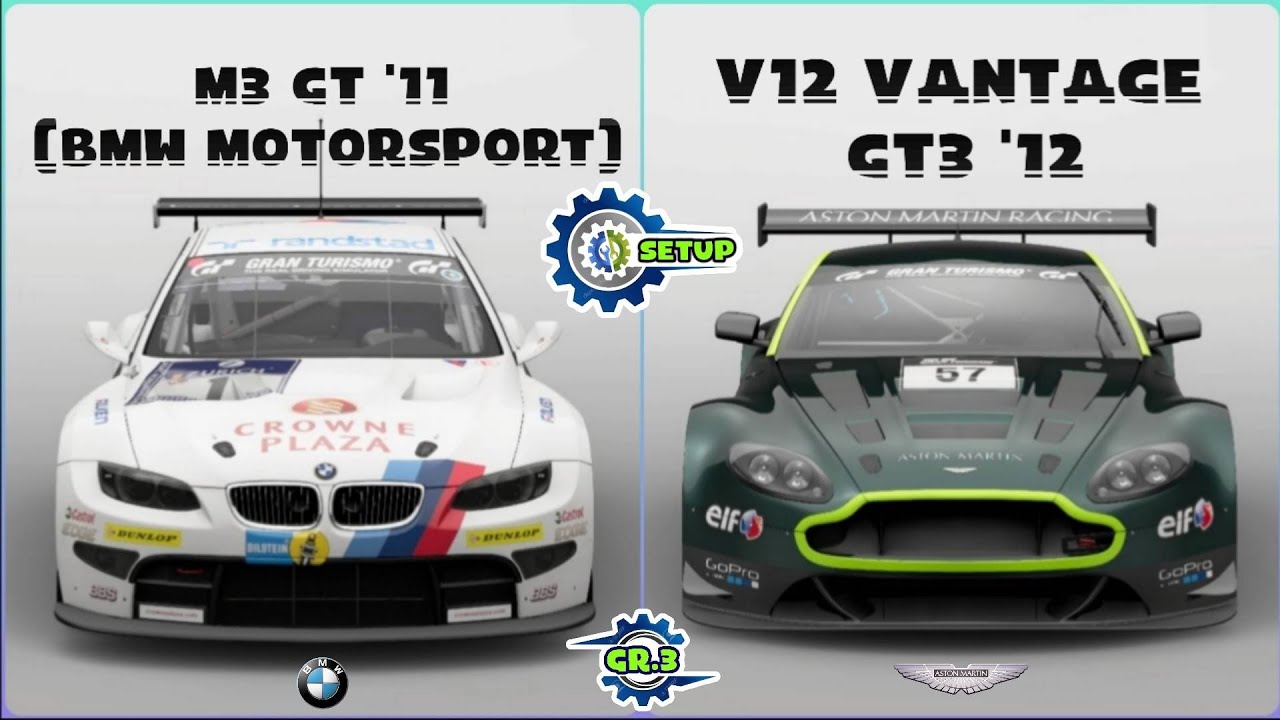 GT Sport – Reglaje Aston Martin V12 Vantage GT3 y BMW M3 GT (BMW Motorsport) Setup