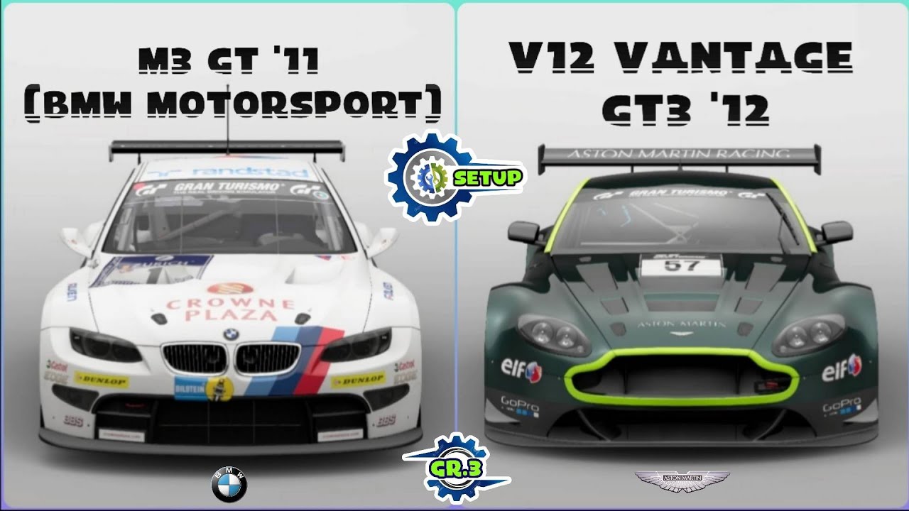 GT Sport - Reglaje Aston Martin V12 Vantage GT3 y BMW M3 GT (BMW Motorsport) Setup