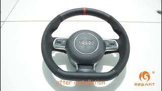 MEWANT– for Audi TT RS 2009-2014 Hand Stitch Steering Wheel Cover Installation