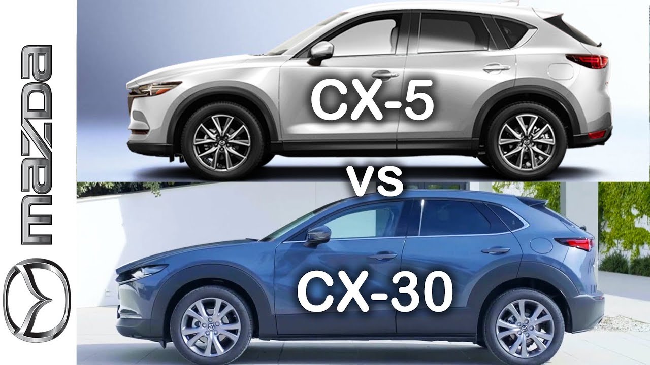 Mazda CX30 vs Mazda CX5, CX5 vs CX30 visual compare