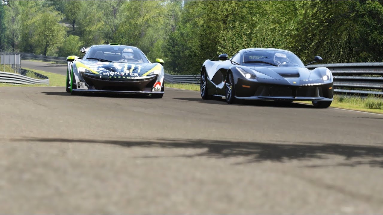 McLaren P1 Monster Energy vs Ferrari LaFerrari at Nordschleife