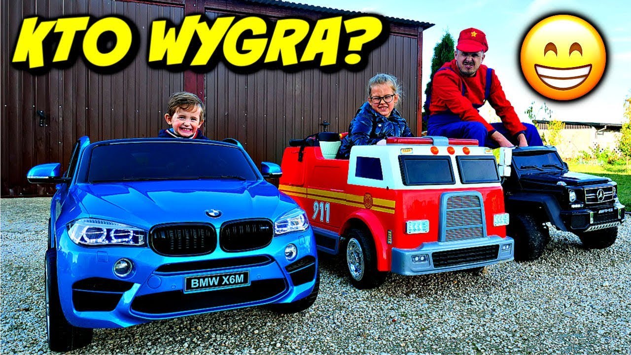 WYŚCIG Z HEJKA TU LENKA BMW X6, MERCEDES AMG 6X6, WÓZ STRAŻACKI - autko na akumulator