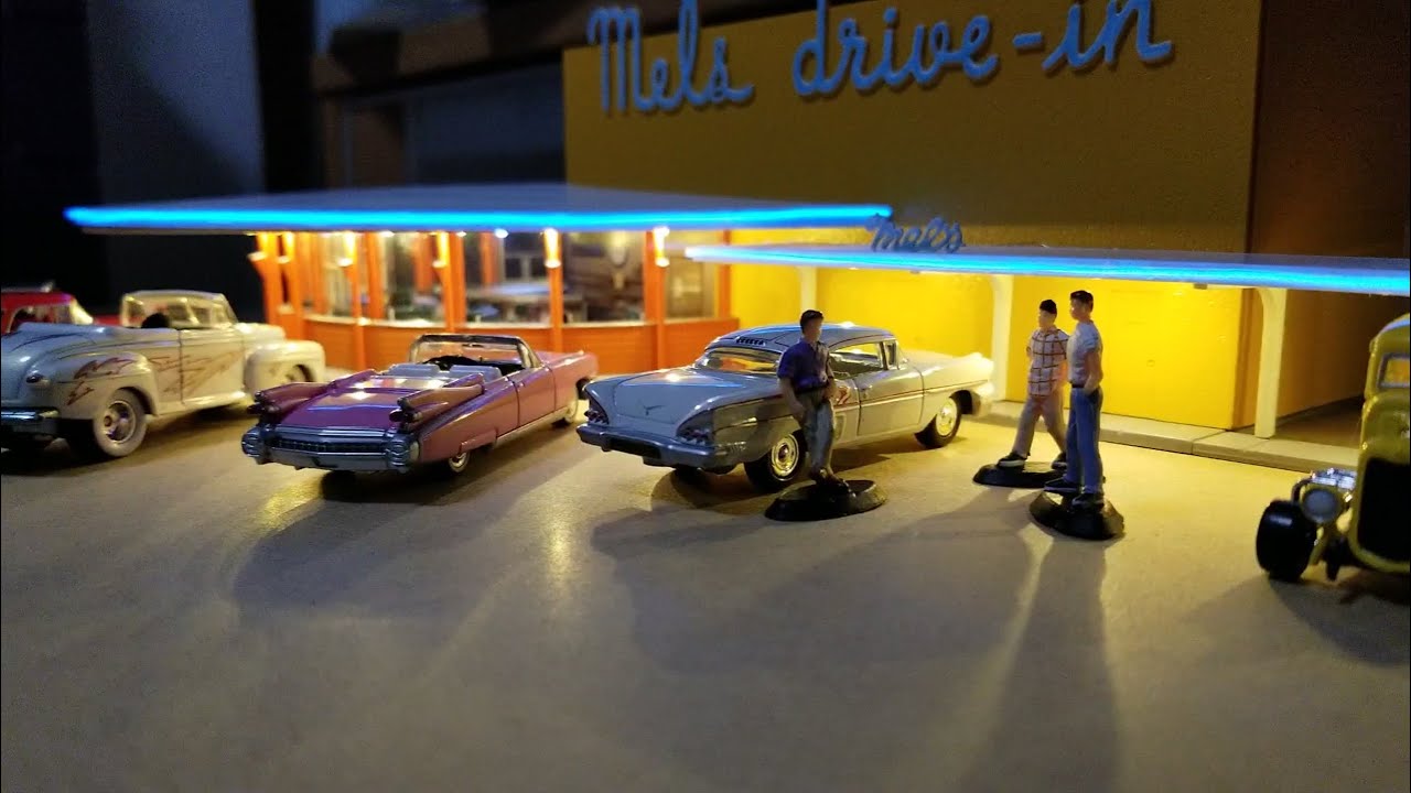 メルズドライブイン　ジオラマ  mel’s drive-in plastic kit diorama（Where were you in ’62?）