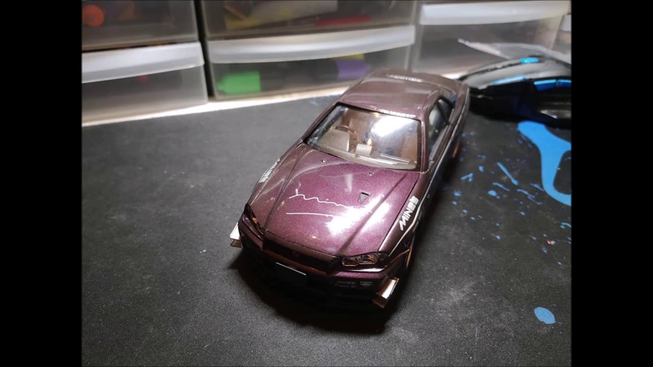 nissan skyline r34 GT-R mines - Aoshima 1/24 - fini