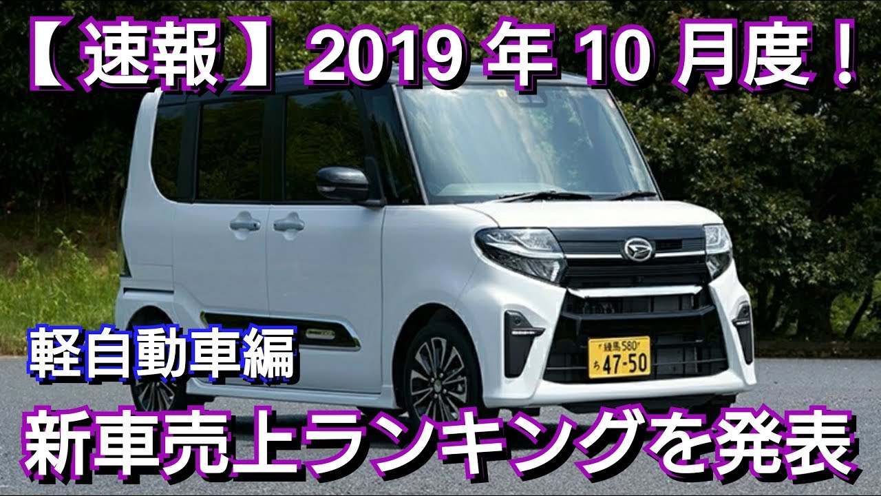 【速報】新車売上ランキング発表！10月度・軽自動車！販売台数ランキング