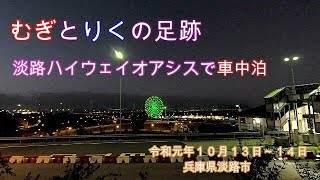 ハイエースキャンピングカーで車中泊！　わんこ達と淡路島の淡路ハイウェイオアシスで車中泊しました【トイプードルむぎ&りく#27】