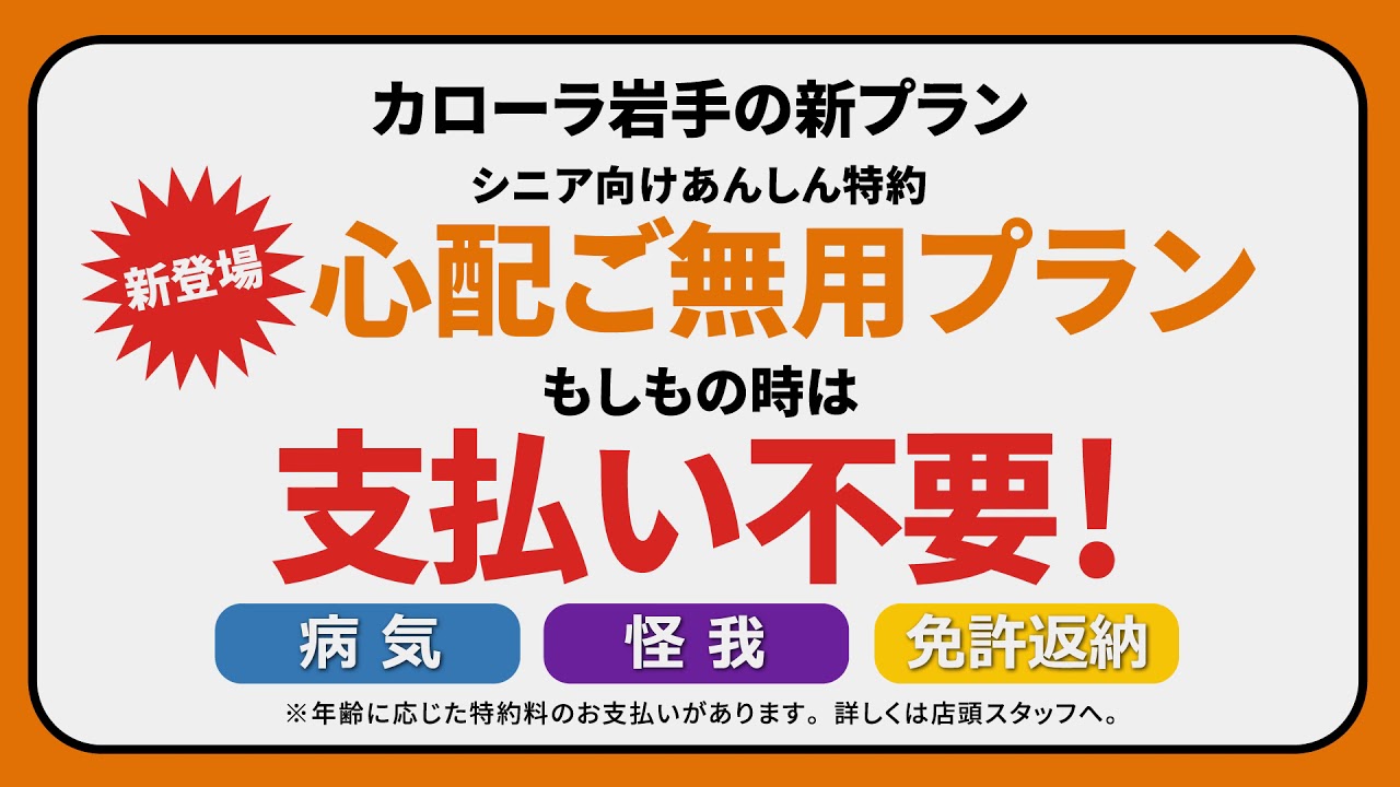 【トヨタカローラ岩手】心配ご無用プラン6s