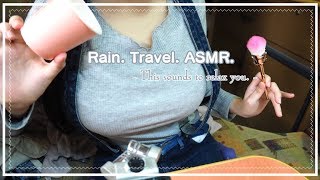 【大雨のキャンピングカー】🌧旅行先でASMR🌧【tapping, brushing, ear cleaning】