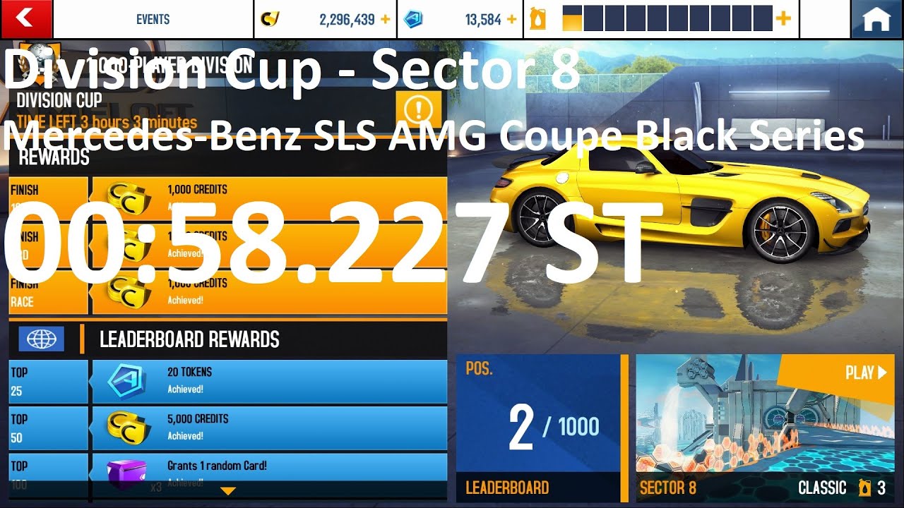 Asphalt 8 - Division Cup | Sector 8 | Mercedes-Benz SLS AMG Black Series 00:58.227 ST