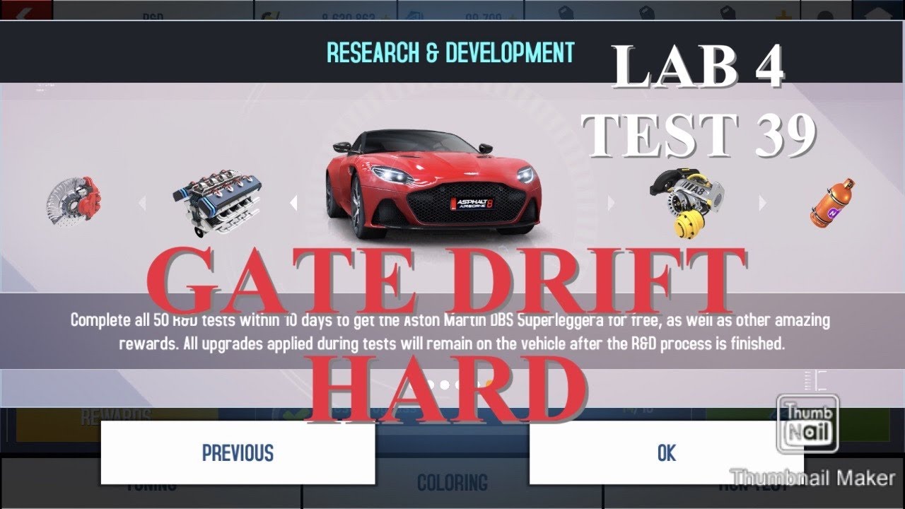 Asphalt 8 – R&D Aston Martin DBS Superleggera – Lab 4 – Test 39 – Gate Drift