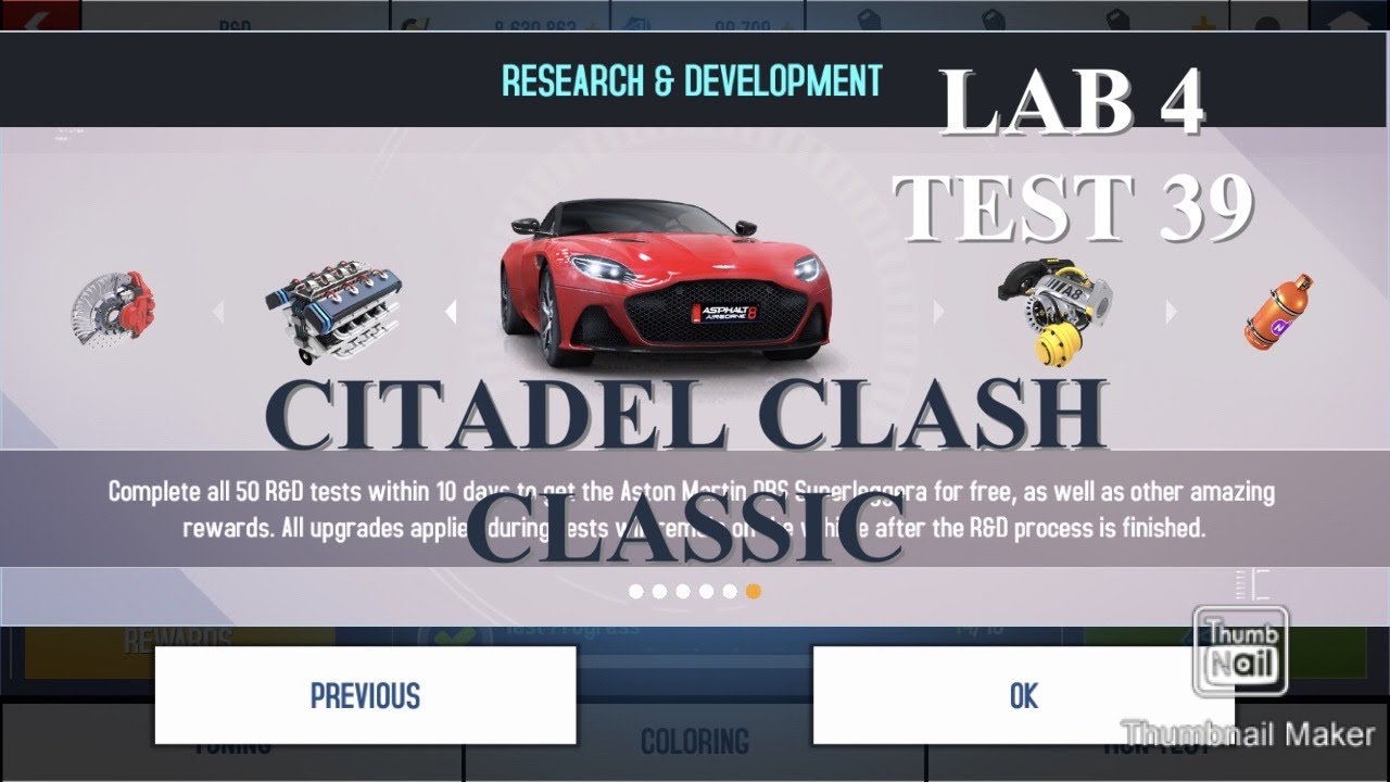 Asphalt 8 – R&D Aston Martin DBS Superleggera – Lab 4 – Test 40 – Citadel Clash