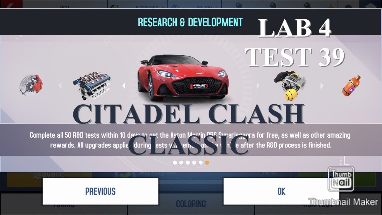 Asphalt 8 - R&D Aston Martin DBS Superleggera - Lab 4 - Test 40 - Citadel Clash