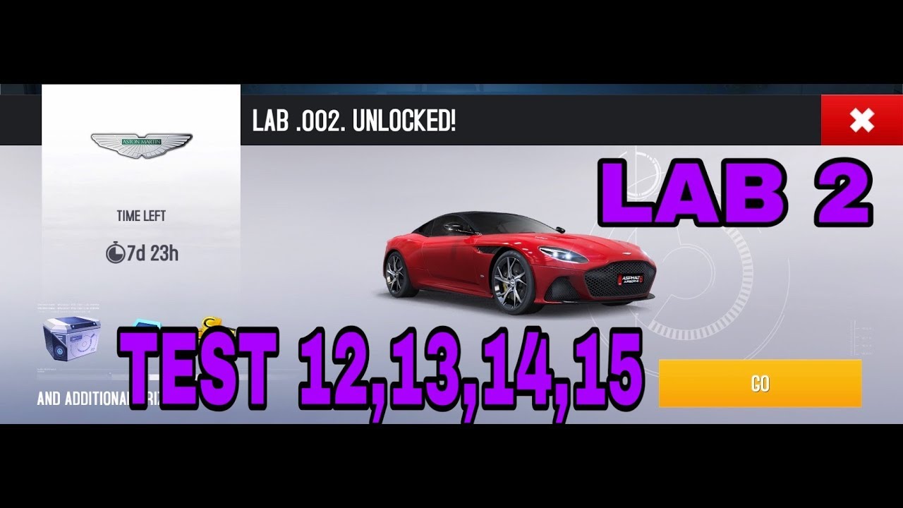 Asphalt 8 R&D Test 12,13,14,15 Lab 2 Aston Martin DBS Superleggera