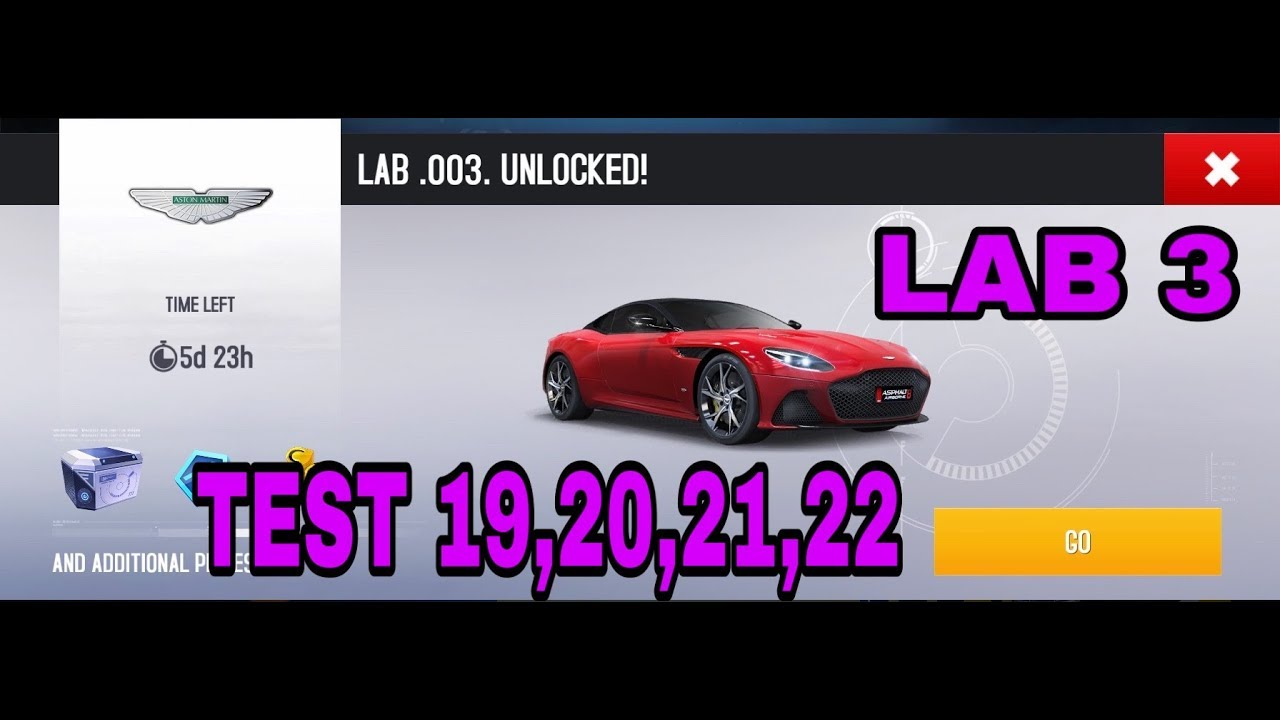 Asphalt 8 R&D Test 19,20,21,22 Lab 3 Aston Martin DBS Superleggera