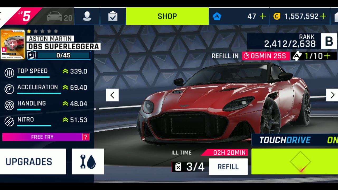 Asphalt 9 legends ASTON MARTIN DBS SUPERLEGGERA Car gameplay..🥰😍😘