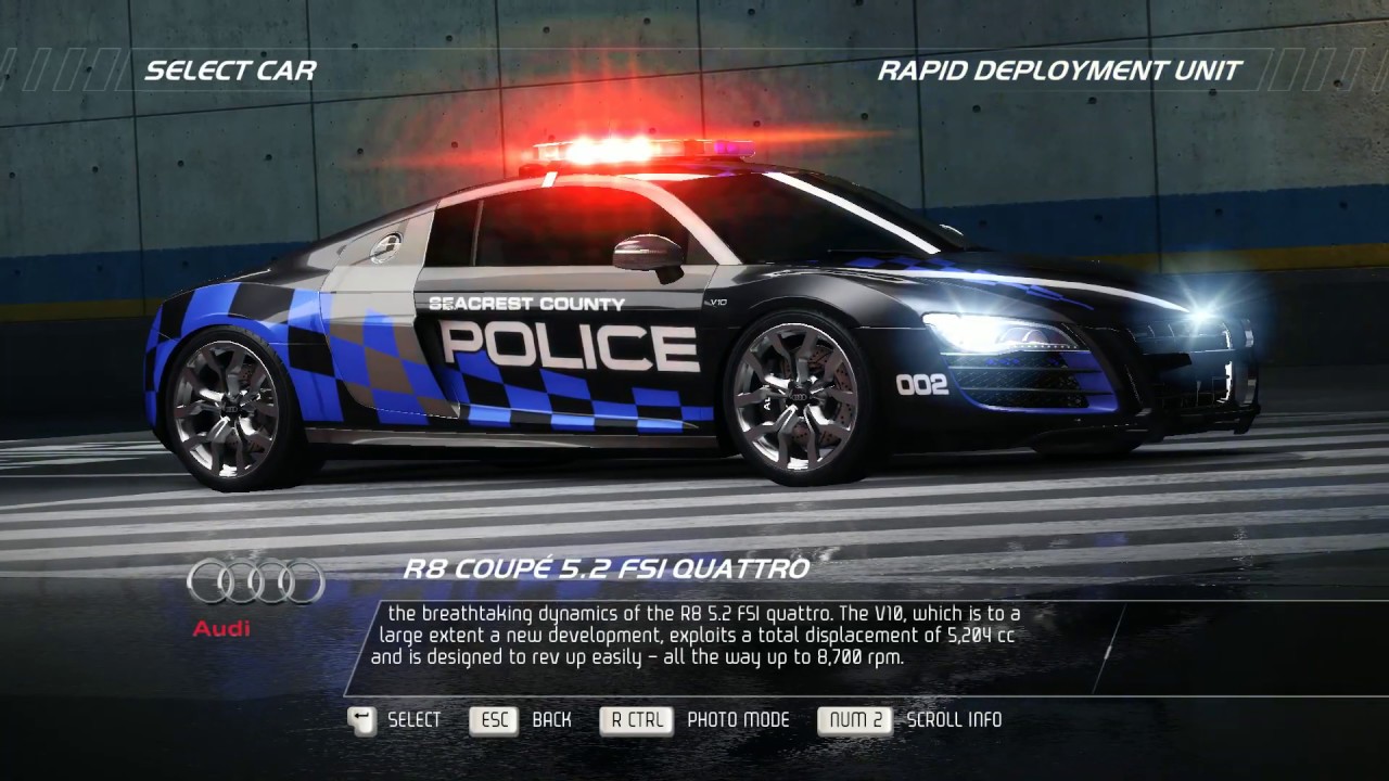 Audi R8 Coupe 5.2 FSI Quattro – Top Speed – Need for Speed: Hot Pursuit