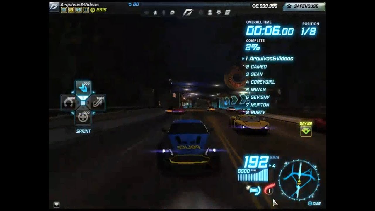 Gameplay NFS World Aston Martin V12 Vantage Police Sprint