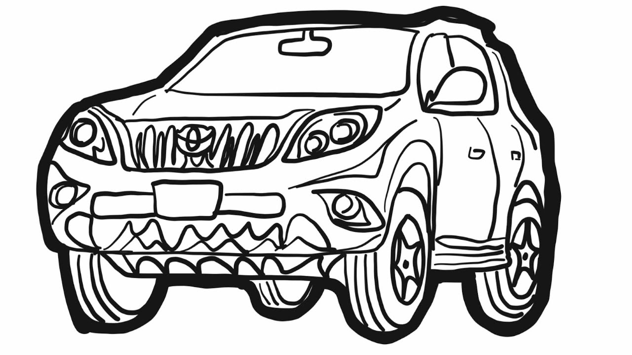 How to draw LAND CRUISER car step by step トヨタ・ランドクルーザーの描き方