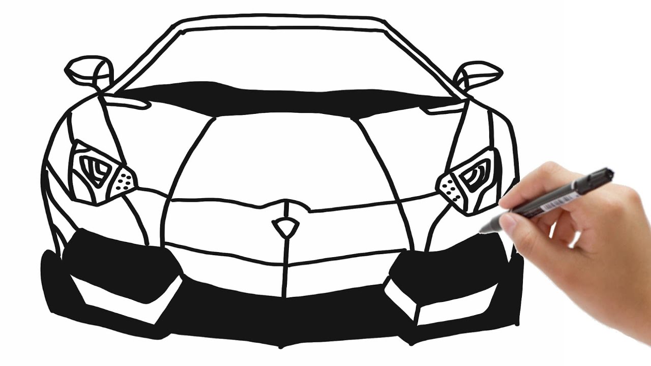 How to draw a Lamborghini  Aventador car step by step ランボルギーニ・アヴェンタドールを描いて着色をする