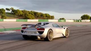 Porsche 918 Spyder in Rhodium Silver EPIC Driving Performance on Track