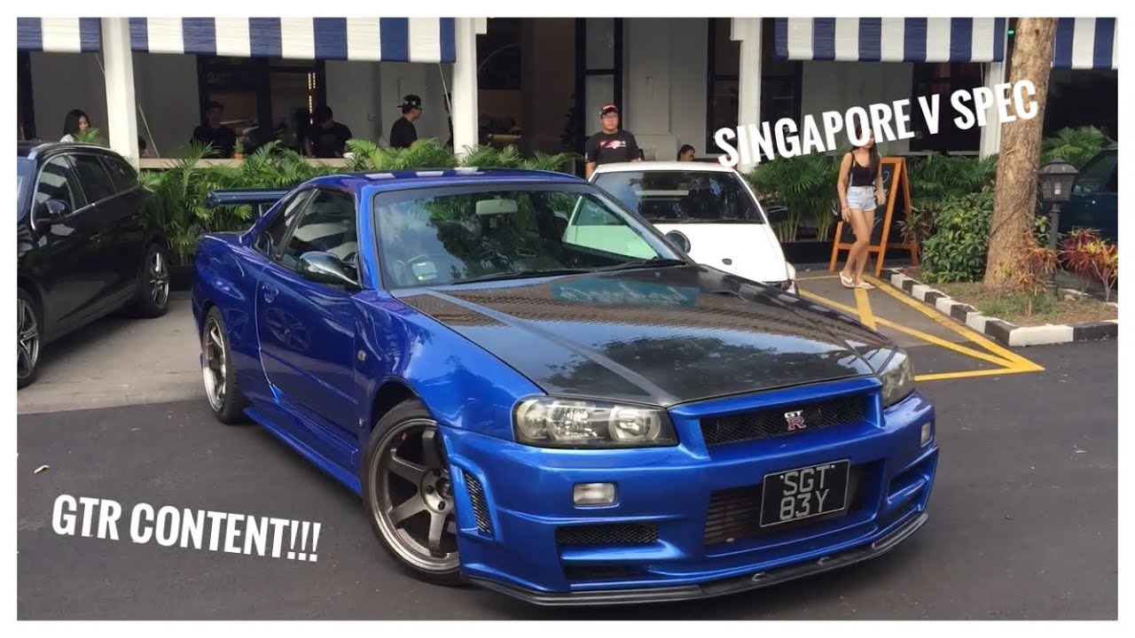 RARE R34 UNIT! SINGAPORE NISSAN SKYLINE BNR34 GTR V SPEC LEAVING CAR MEET