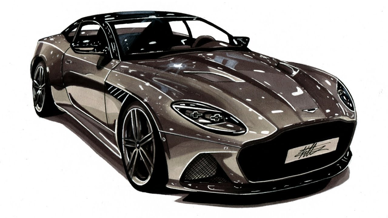 Realistic Car Drawing – Aston Martin DBS Superleggera – Time Lapse