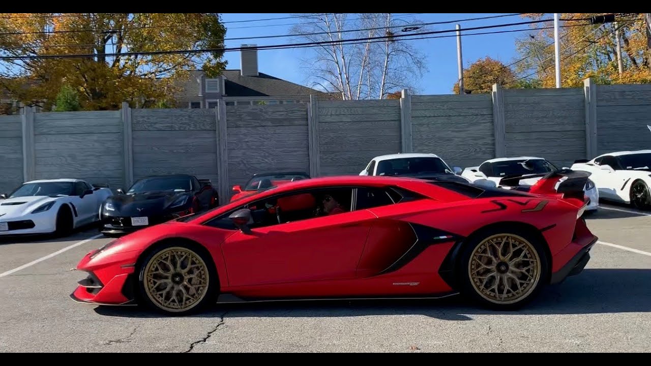 Supercars Leaving Cars and Coffee at Ferrari of New England! (Porsche 918, Aventador SVJ and MORE!)