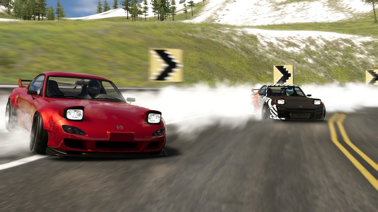 The Crew2 going home in a Mazda RX7 drift