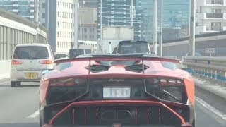 【追跡】爆音‼パワークラフトサウンド 阪神高速神戸線でVITT Performanceのアヴェンタドール SVロードスターを発見‼ Lamborghini Aventador LP750-4 SV