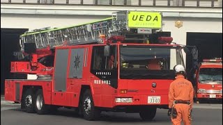 【車庫入れ】渋いクラクション鳴らし、車庫入れ、上田地域広域連合消防本部 上田中央消防署