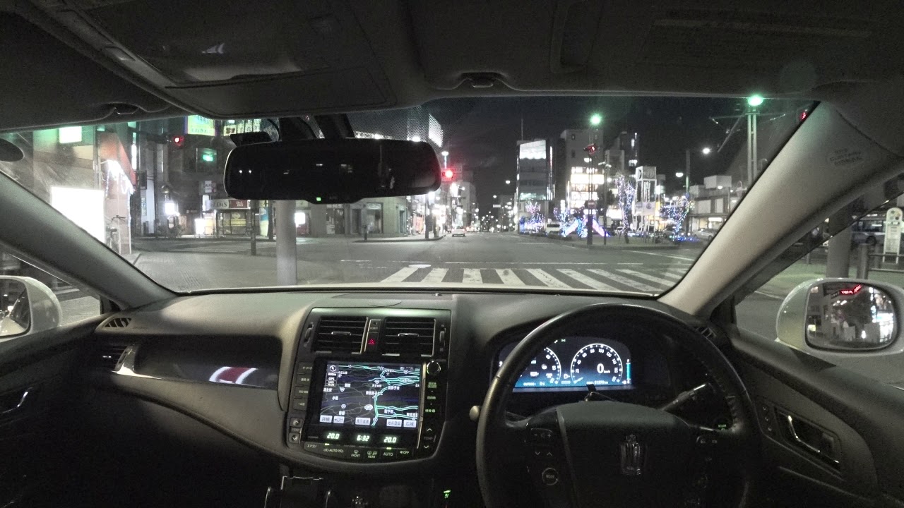 200系 クラウンハイブリッド 夜間のドライブ ドライバーに近い視点３-取手市・龍ヶ崎市(52)