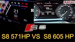 2020 Audi S8  571 HP vs 2016 Audi S8 plus 605 HP Acceleration 0 – 200 km/h
