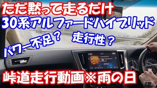30系アルファード ハイブリッド 純正17インチ トランパスLu2走行動画 峠道で雨の日