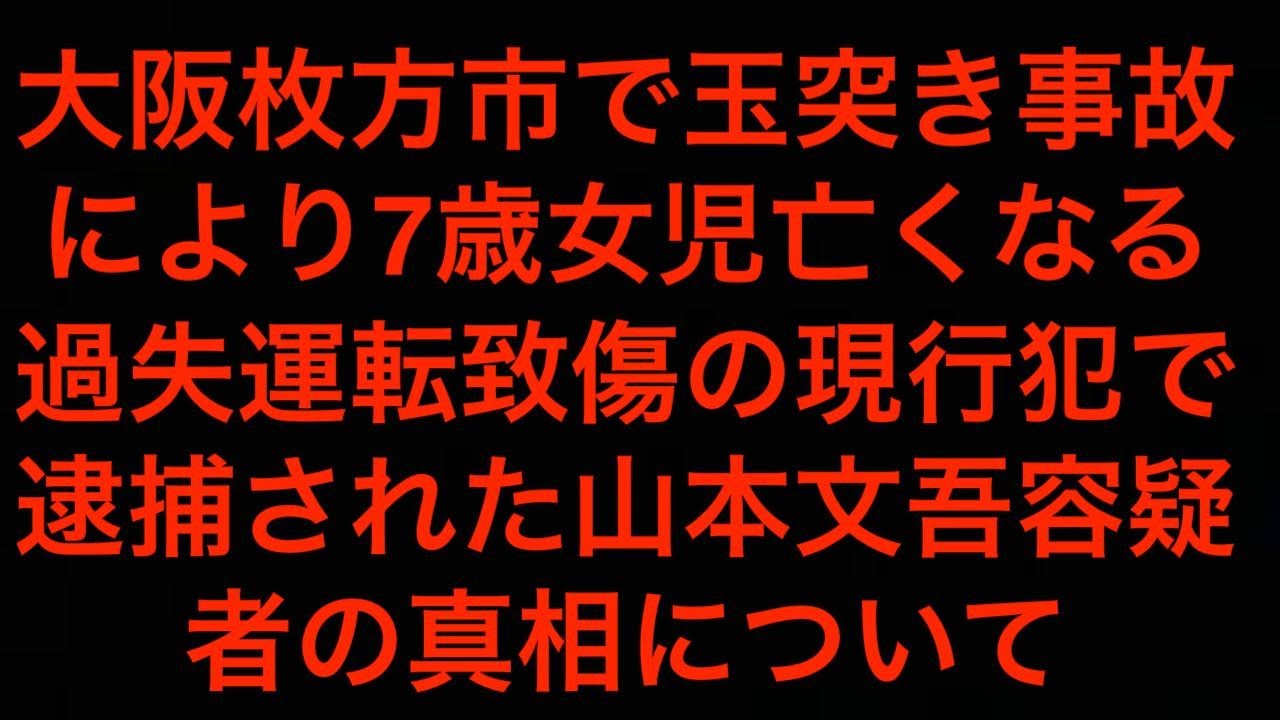 [真相]大阪枚方市で車5台が絡む玉突き事故によって7歳の女児が死亡 過失運転致傷の現行犯で逮捕された山本文吾容疑者(22歳)について考えてみる[masa46494]