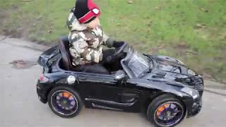 Akülü Araba Siyah Mercedes Benz SLS AMG |Toprak Parkta Geziye Çıktı ~ Cordless Car Black Mercedes