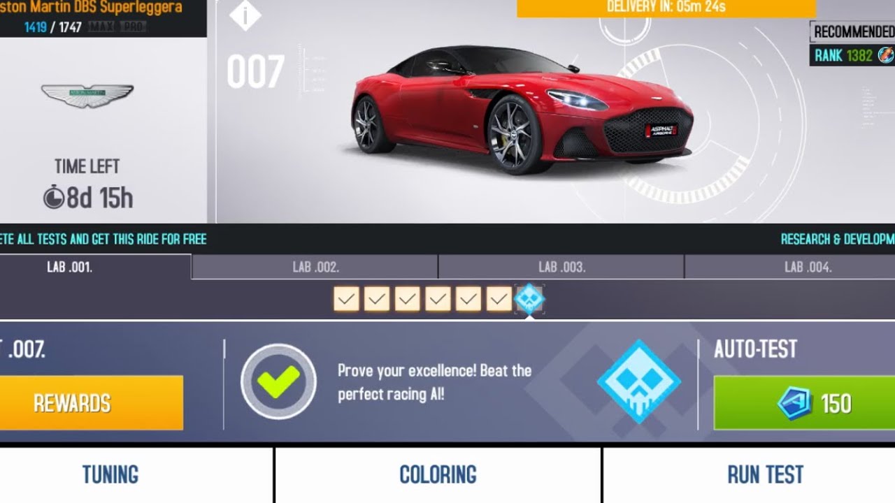 Asphalt 8 Aston Martin dbs Superleggera R&D test 7 AI challenge