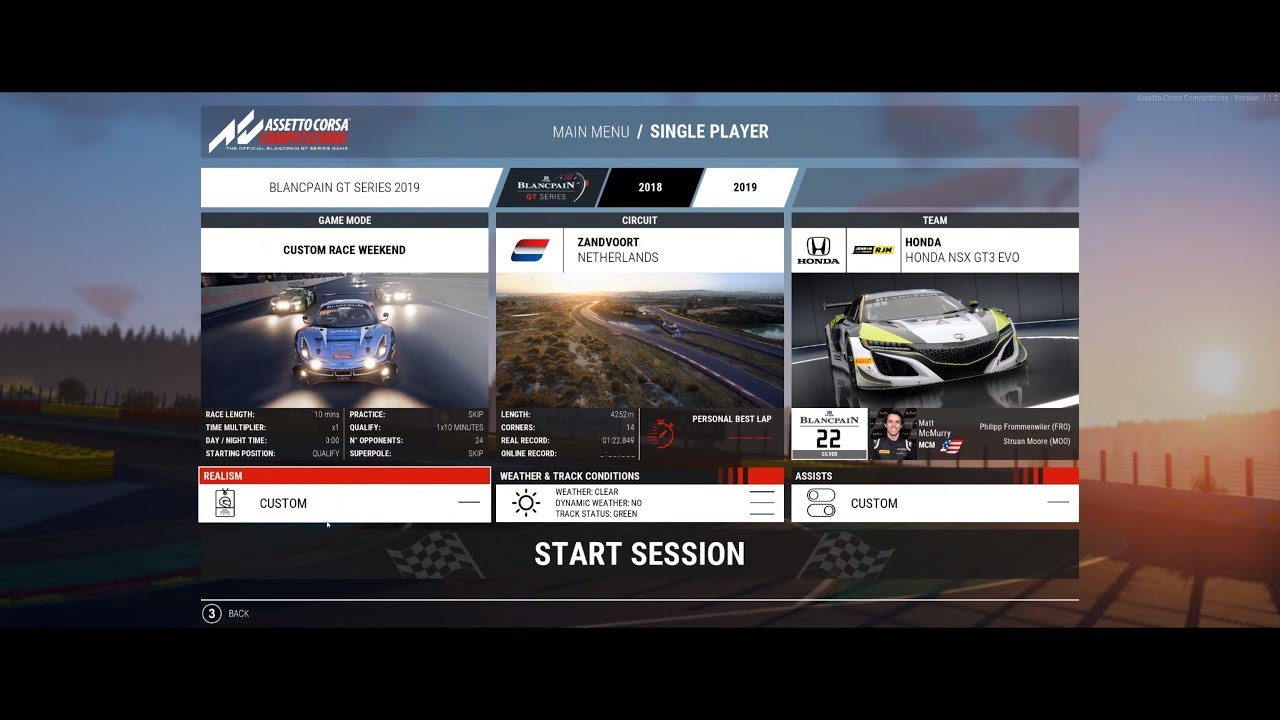 Assetto Corsa Competizione / ZANDVROOT / HONDA NSX GT3 EVO / Night Race