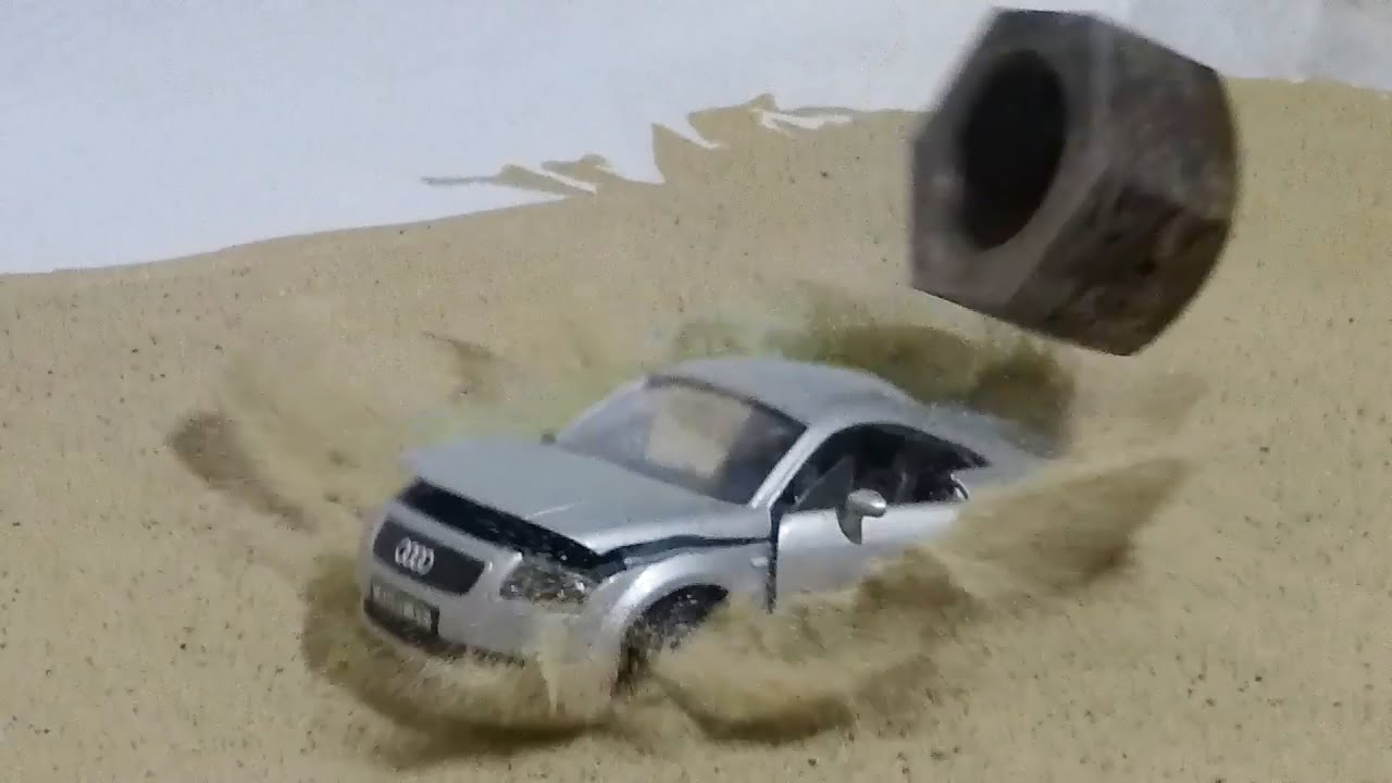 Audi TT Model Gets Wrecked By Falling Metal