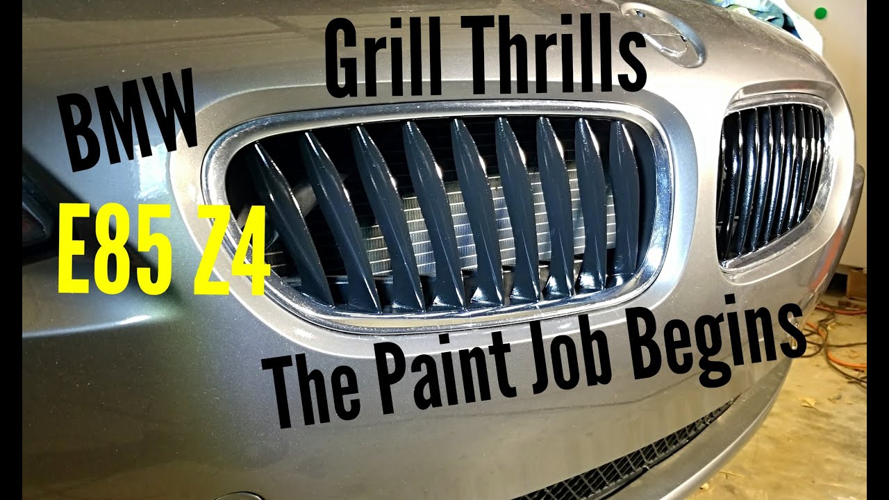 BMW E85 Z4 Grill chrome gets some love. Begin the paint job.