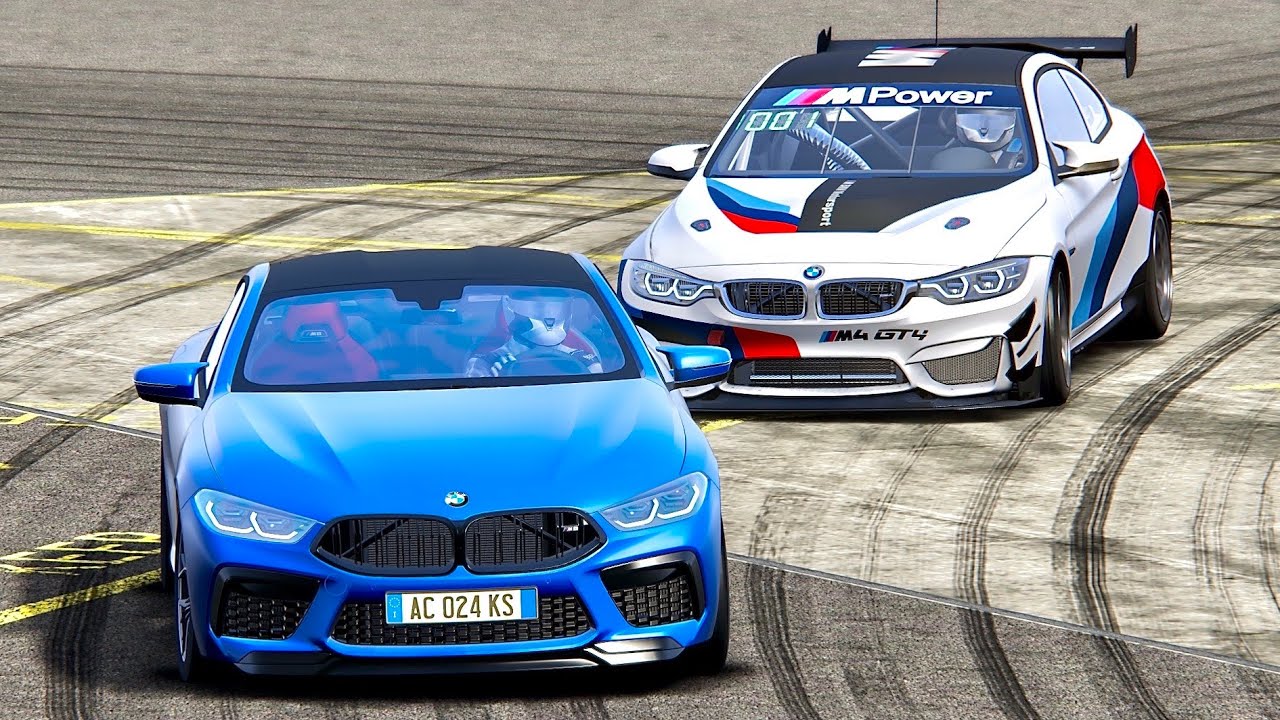 BMW M8 2020 vs BMW M4 GT4 - Top Gear Track